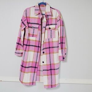 Plaid Pink and White Women's Jacket
